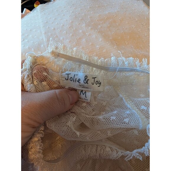 Jolie & Joy Black Lace Romantic Mesh Tiered Ruffle, Sheer Arms Blouse Women’s M - Picture 3 of 4